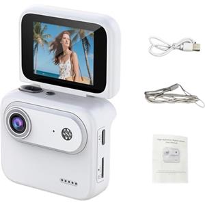 YUEHISY Action Camera Sportiva 4K, Mini Action Cam con Schermo Ribaltabile da 2 Pollici con Stabilizzazione Dell'immagine, Obiettivo Grandangolare da 143°, POV per Sport D'azione (WHITE)