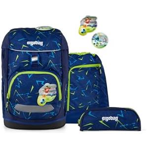 ergobag flex Set zaino per la scuola ergonomico, leggero, 23 litri, per bambine e bambini Front Runbear - Blu scuro