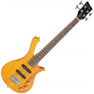 Rocktile TB-4 NHS Traveler E-Bass - Basso Elettrico 4 Corde in Formato Da Viaggio - Corpo: Ontano, Manico: Acero - Tastiera: Technical Ebony - 2 Single Coil Pickup - Natural Honey Stain