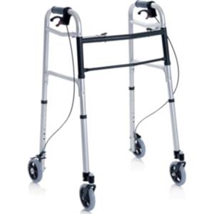 Moretti Deambulatore pieghevole in alluminio anodizzato - 2 ruote piroettanti e 2 ruote fisse con freno azionabile a mano Ø 12 cm - Click - Cod.art. RP742