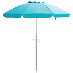 RELAX4LIFE Ombrellone da Spiaggia Antivento 2M, 8 Stecche Stabili e Palo Alluminio Centrale Inclinabile, Protezione Solare,No Base, Borsa di Trasporto, 182x182x213 cm (Azzurro)