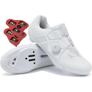 Treer Scarpe Ciclismo Strada SPD Blocco Pedale, Scarpe Ciclismo Strada Uomo Donna, Estate Unisex Equitazione MTB Road SPD da Ciclismo da Bici, 37-48EU (Bianco,48)