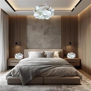 Lampadesign Set Lampadario e 2 lampade da comodino Camera da letto Lampada sospensione da soffitto moderno UFO e coppia abat jour lumi paralumi comodini con filo stanza moderna Lampadine luce fredda Led E27