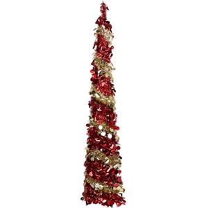 Totò Piccinni Albero di Natale POP UP slim artificiale con apertura semplice e veloce salvaspazio (Rosso/Oro (Senza Luci), 180 Cm)