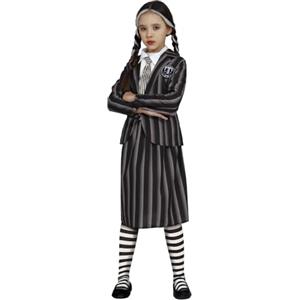 CARTOON Vestito per bambini studentessa gotica travestimento mercoledì costume halloween carnevale feste a tema cosplay