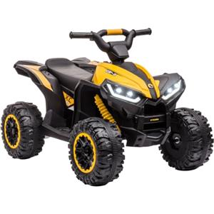 HOMCOM Quad Elettrico per Bambini 3-5 Anni 12V ATV con Doppi Motori Giallo | Macchina Elettrica, 2 Velocità, Ruote Larghe con Fari LED, Clacson e Musica