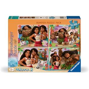 Ravensburger - Puzzle Disney Oceania 2, Collezione Bumper Pack 4X100, Idea Regalo per Bambini 5+ Anni, Gioco Educativo e Stimolante, 4 Puzzle da 100 Pezzi, 36x26 cm