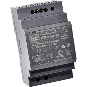 Mean Well HDR-60 - Alimentatore guida DIN 60W ultra sottile con uscite multiple 5V, 12V, 15V, 24V, 48V