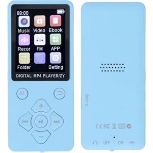 Diyeeni Lettore MP3, Lettore MP3 per Bambini con BT5.0, Qualità Audio HiFi Senza Perdite, Lettore Musicale Touch Screen da 1,8 Pollici con Altoparlante, Registrazione, FM, Scheda di (BLUE)