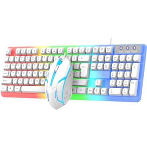 MARCBUSE Tastiera da gioco con cavo a LED colorata Tastiera Combo 104 tasti Tastiere Meccaniche Programmabili Set da Gioco con Filo