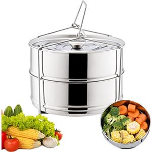 Tuzsocr Pentola a vapore in acciaio inossidabile di piccole dimensioni, pentola a vapore per zuppa a doppia caldaia, 19,5 cm Batteria da cucina in acciaio inossidabile, facile da indossare, finitura a