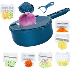 KAWAAN 11 in 1 Mandolina per Verdure Professionale, Mandolina in Acciaio Inox, Affettaverdure Manuale, Mandolina Vegetale Multifunzionale