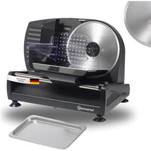 Sommertal AS190 DUAL Tranciatrice universale da 200 W in acciaio inossidabile con lama seghettata e affilatura liscia, compatta, elettrica, affettatrice per pane, affettatrice professionale, moderna