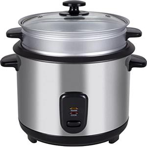 Melchioni Family | Cuociriso Elettrico con Vaporiera JASMINE, Capacità 1,8L, Pentola Interna Antiaderente, Coperchio in Vetro, Spegnimento Automatico, 700W, Accessori Inclusi