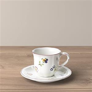 Villeroy & Boch Petite Fleur Tazza Caffè Moka Espresso 100ml con Piattino 13cm in Porcellana - Design Floreale Elegante