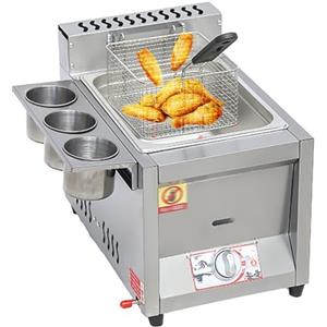 HENGCMM Deep Fryer a Gas, Professionale da Banco in Acciaio Inossidabile con Cestelli Per Friggitrice Per Cucina Da Ristoran, 8L