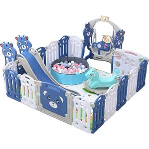 Prokoke Box per Bambini - Centro Attività Parco Giochi Pieghevole con Recinzione B 16+2