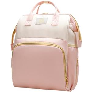 Chickwin Borsa Zaino Fasciatoio Neonato, Borsa Pieghevole per Culla, Zainetto Fasciatoio Grande Multifunzione Borsa Bebè per Mamma e Papà (Rosa,38 * 25 * 17cm)