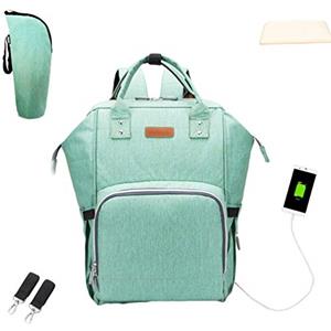 Rengzun Zaini Fasciatoio Borsa per Pannolini di Neonati Mamma Multifunzione Impermeabile Grande Capacità Bambino Borsa con Porta USB
