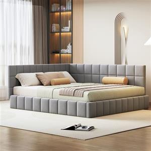 Trdlpyn Divano Letto Imbottito 160 x 200 cm, Struttura del Letto con Rete a doghe in Legno, Divano Letto 2 Posti, Letto Matrimoniale Letto per Gli Ospiti con Tessuto Vellutato Morbido