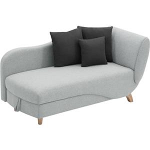 Vente-unique - Chaise longue letto con contenitore in Tessuto Grigio - Angolo a destra - PENELOPE