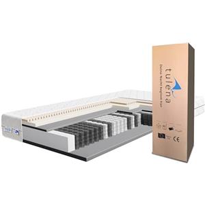 TULENA NOX Materasso matrimoniale 180x190 cm con memory foam e lattice, Materassi a molle insacchettate H2 + H3 Comfort Plus, altezza 23 cm