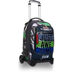 Seven Trolley Scuola Jack 2 Ruote, Nero, Underground Soil, 3 in 1, Triplo Uso, Zaino Con Carrello Sganciabile e Crossover System, Zaini & Trolley, Scuola & Tempo libero, Bambino Ragazzo