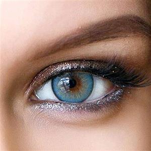 GLAMLENS Lenti a contatto colorate Elly Blue - azzurre - mensili - con porta lenti a contatto -blu naturali in silicone idrogel - 2 pezzi - DIA 14.0 - senza correzione 0.00 diottrie lente a contatto