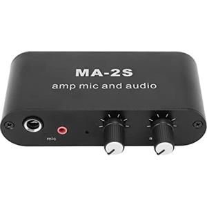 Hilitand Amplificatore per Cuffie con Microfono a Condensatore da 3,5 Mm Amplificatore per Cuffie in Alluminio ABS Preamplificatore Audio Scheda di Missaggio 3 Porte di Uscita