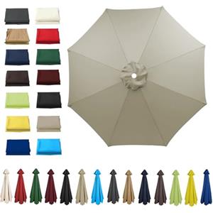 HonunGron UV50+ Telo di Ricambio per Ombrellone 6 Stecche/8 Stecche, Tettoia di Ricambio per Ombrello 2m/2.7m/3m Copertura di Ricambio per Ombrellone da Giardino (2m - 6 Ribs,Taupe)