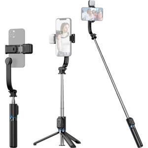 Andoer Bastone Selfie Treppiede, estensibile Selfie Stick da 107 cm girevole a 360° con clip per telefono, luce di riempimento e controllo remoto compatibile con sistema Android 4.4/iOS 5.1 per