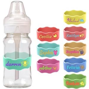 FENGHUO Nome Personalizzato Coperchio della Tazza in Silicone,Cinghia personalizzata per il nome della bottiglia d'acqua,Cinghia incisa della bottiglia del bambino di nome(per l'asilo nido,scuola)