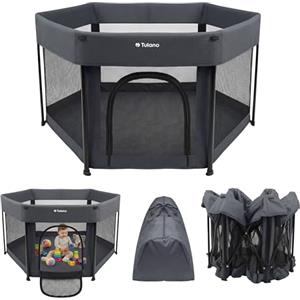 Tulano Cozy 30 Box per Bambini 125x125 cm - 6-36 mesi - Recinto Neonato con Fondo - Struttura in Metallo - Rete Traspirante - Porta con Cerniera - Borsa Inclusa - Casa e Giardino - Grafite