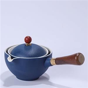 Ltahtliay Set da tè giapponese, teiera in ceramica con manico laterale, macchina per il tè rotante a 360 gradi, per tè sfuso, macchina per il tè sfuso, con manico in legno (3)