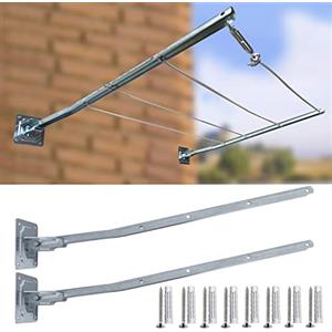 parpyon® Bracci Stendibiancheria da balcone esterno, Stendibiancheria da parete o ringhiera in ferro per filo per stendere il bucato prodotto 100% Italiano (A Muro, Acciaio Zincato)