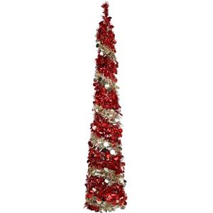 Totò Piccinni Albero di Natale POP UP slim artificiale con apertura semplice e veloce salvaspazio (Rosso/Silver (Senza Luci), 180 Cm)