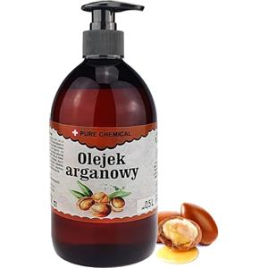 PURE CHEMICAL by CHOSA CHOSA Olio di Argan Puro al 100% Spremuto a Freddo 500 ml + Dosatore - Olio per Capelli, Corpo, Unghie e Barba - Cura Della Pelle e Cosmetici Fai Da Te - Nutre e Mantiene la Lucentezza