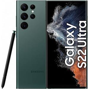 Samsung Galaxy S22 Ultra 5G Smartphone, 6.8 Zoll Dynamic AMOLED Display 2X, 120Hz, HDR10+, 108MP Kamera, 5.000 mAh Akku, Hybrid-SIM, Android 12 to 13 - Deutsche Version (128 GB, Green)