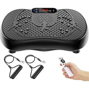 UOEONR Piastra vibrante, Potente Pedana Vibrante Dimagrante con 180 livelli, 6 modalità di allenamento, Altoparlante Bluetooth 5.1, Telecomando, Allenamento a Casa