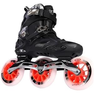 YYingYYue Pattini A Rotelle da Uomo E da Donna, Pattini in Linea A 3 Ruote per Adulti, Pattini in Linea Professionali Unisex, Pattini da Corsa di velocità, Fodera Rimovibile,Nero,41