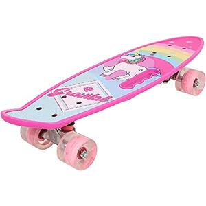 WOTAT Skateboard completo Cruiser per bambini 59 cm, adolescenti, adulti, ruote luminose a LED con chiave di tipo T, tutto in uno per ragazze e ragazzi principianti, skateboard per bambini