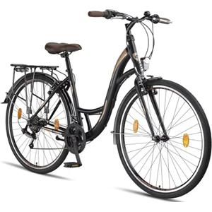 Licorne Bike Licorne Bicicletta olandese Stella Bike, city bike da 24,26 e 28 pollici, adatta sia a uomini che a donne, con cambio Shimano a 21 marce, Donna, Nero , 28