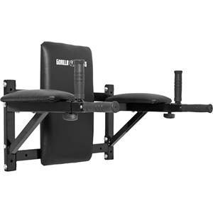 GORILLA SPORTS® Stazione Dip da Parete - Regolabile, Carico Massimo 200 kg, Imbottita, in Acciaio, Nero - Sbarra Multifunzione, Barra di Sollevamento, Trazioni, Pull Up, Allenamento, Fitness, Palestra