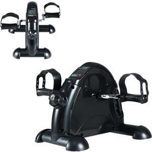 KOMFOTTEU Guarnitura elettrica con display LCD, dispositivo ellittico elettrico, resistenza regolazione manuale, bicicletta ellittica 2 in 1, allenamento gambe e braccia, per casa, ufficio (nero)