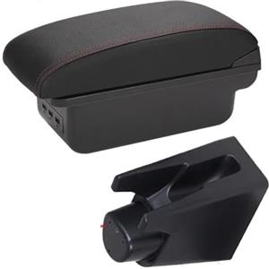 DPEDFVXVMR Scatola Bracciolo per Citroen C1 Auto Bracciolo Box Accessori Negozio Box Ricambi Interni(B1 Black Red 3USB)