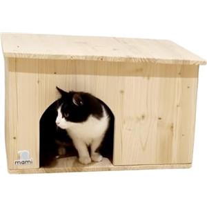 mamikids - Cuccia Gatto Cane Coniglio da Esterno e Interno in Legno Resistente e Duraturo - Casetta per Gatti, Cani di Piccola Taglia e Altri Animali Domestici, Spazio Ingresso 20x20cm - Made in Italy