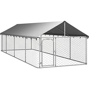 Gecheer Canile per Cane da Esterno in Acciaio con Tetto - Gabbia Grande 600x200x150 cm - Box Cani Taglia Grande - Recinto Esterno
