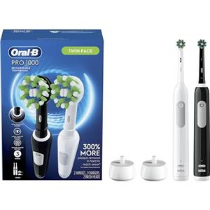 Oral-b Pro 1000 Crossaction - Spazzolino elettrico da denti elettrico, confezione da 2, colore: Nero/Bianco