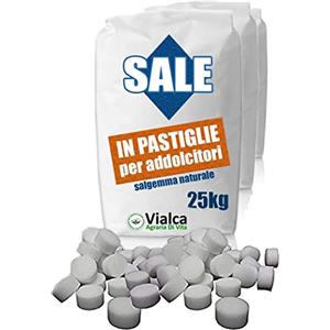 Vialca Sale per addolcitori in Pastiglie Italiano - Sacco 25kg (12 Sacchi - 300kg)