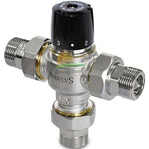 Best Solar Valvola miscelatrice termostatica sanitaria con funzione antiscottatura con bocchettoni (1, 3/4 Kvs 2,4)